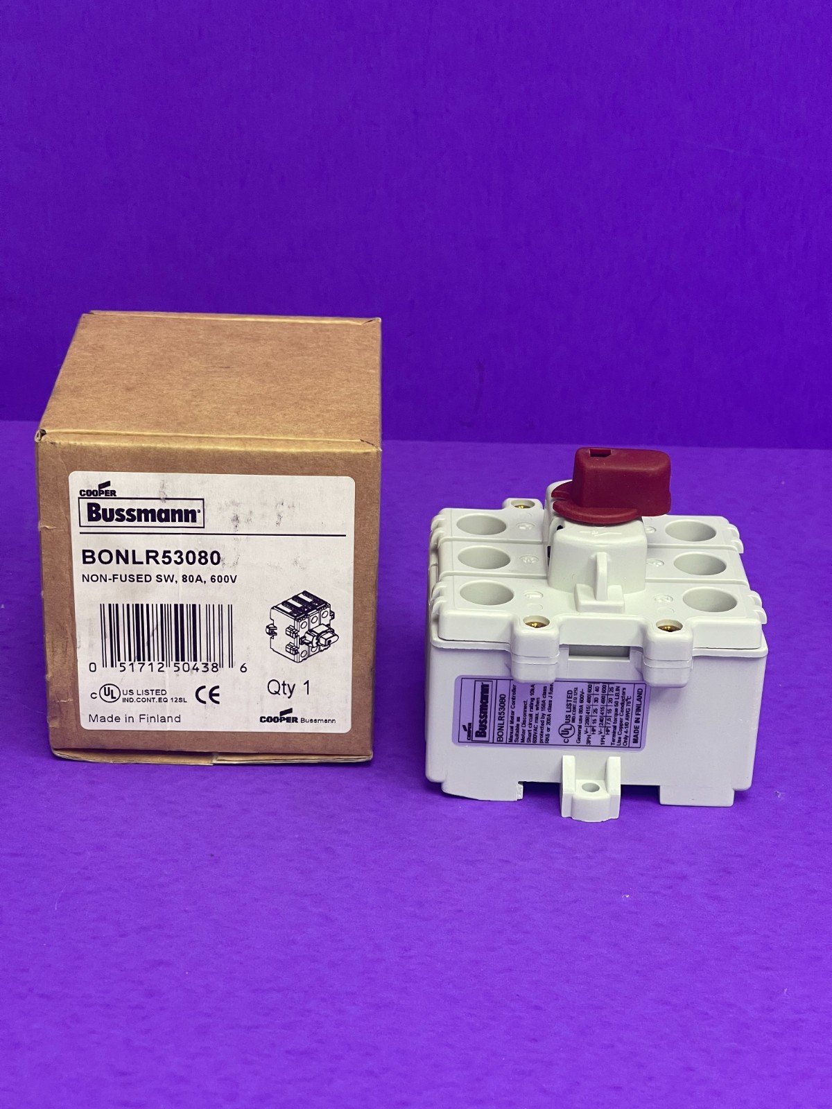 NEW Cooper Bussmann BONLR53080 Non-Fused Switch 80A 600V
