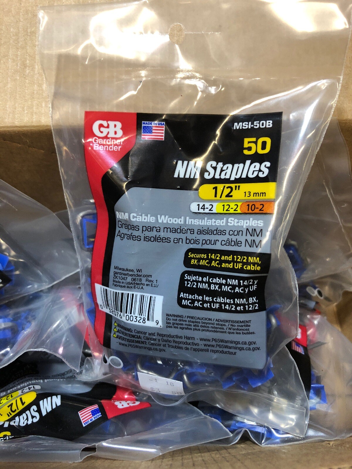 MSI-50B Gardner Bender 1-50 Count Bag 1/2 In Metal Insulated Cable Staples