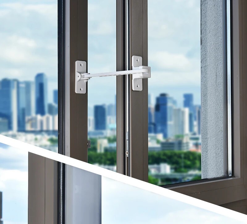 Window Horizontal Sliding Holder Wind Brace Guard Safety Lock Fix Flat Open 1 Pc
