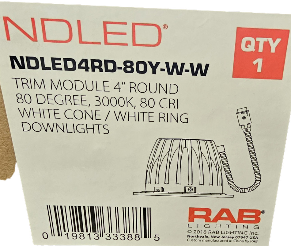RAB 4” ROUND TRIM MODULE # NDLED4RD-80Y-W-W