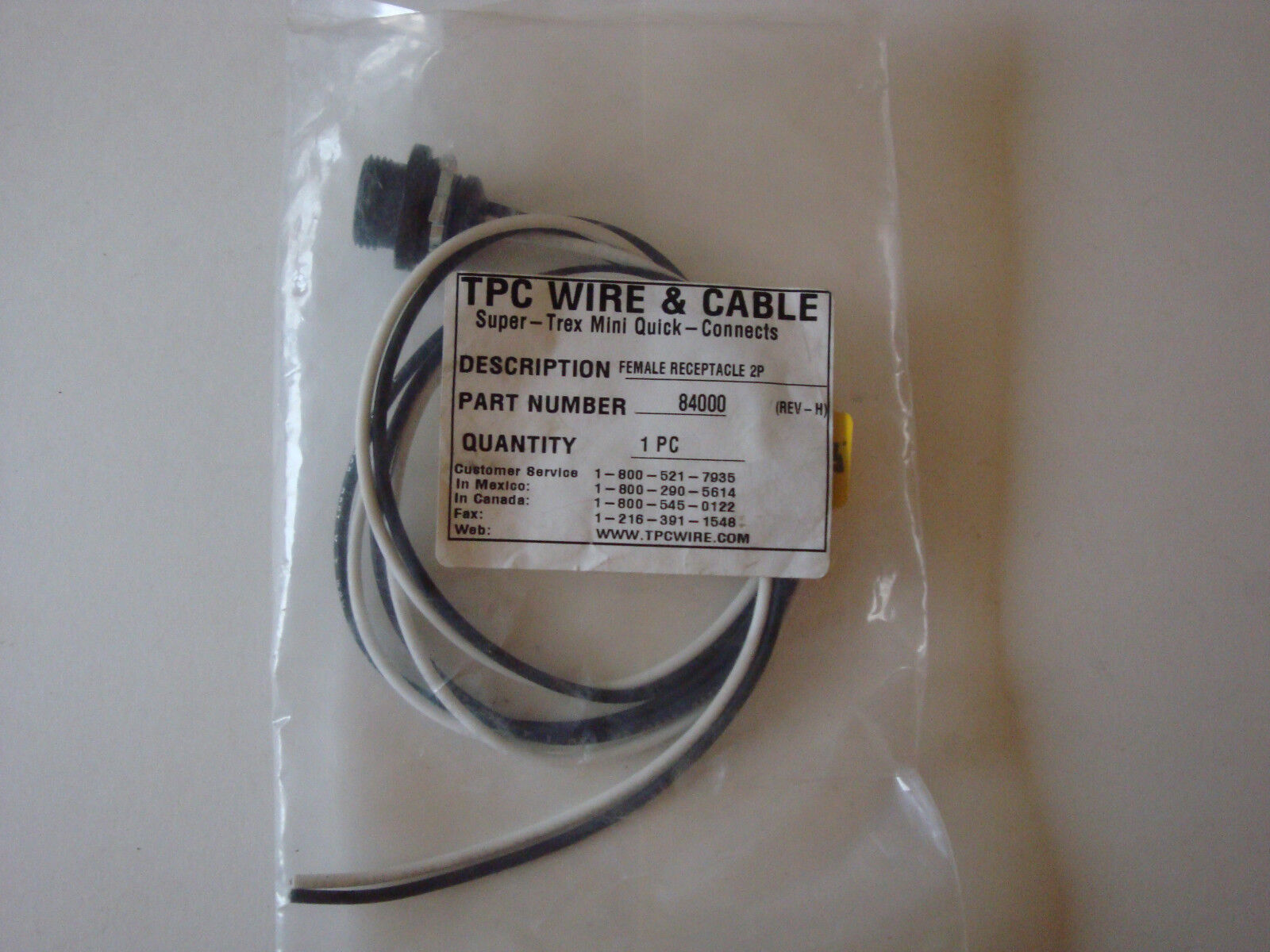 New! TPC Wire & Cable 84000 Super-Trex Mini Quick 2 Pole FEM Receptacle 2 Wire