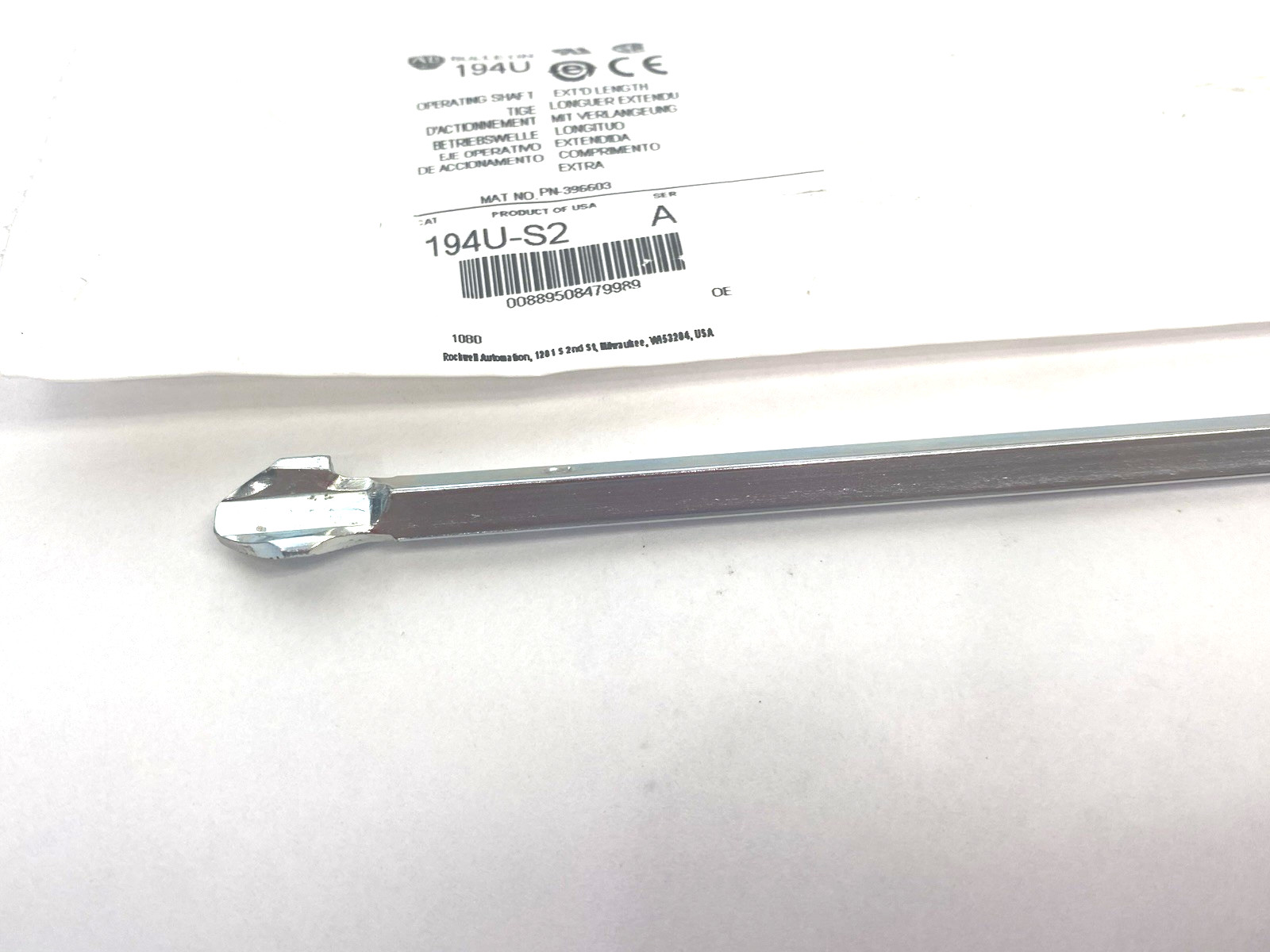 Allen Bradley 194U-S2 Ser. A Front Mount Handle Shaft 21″ Length