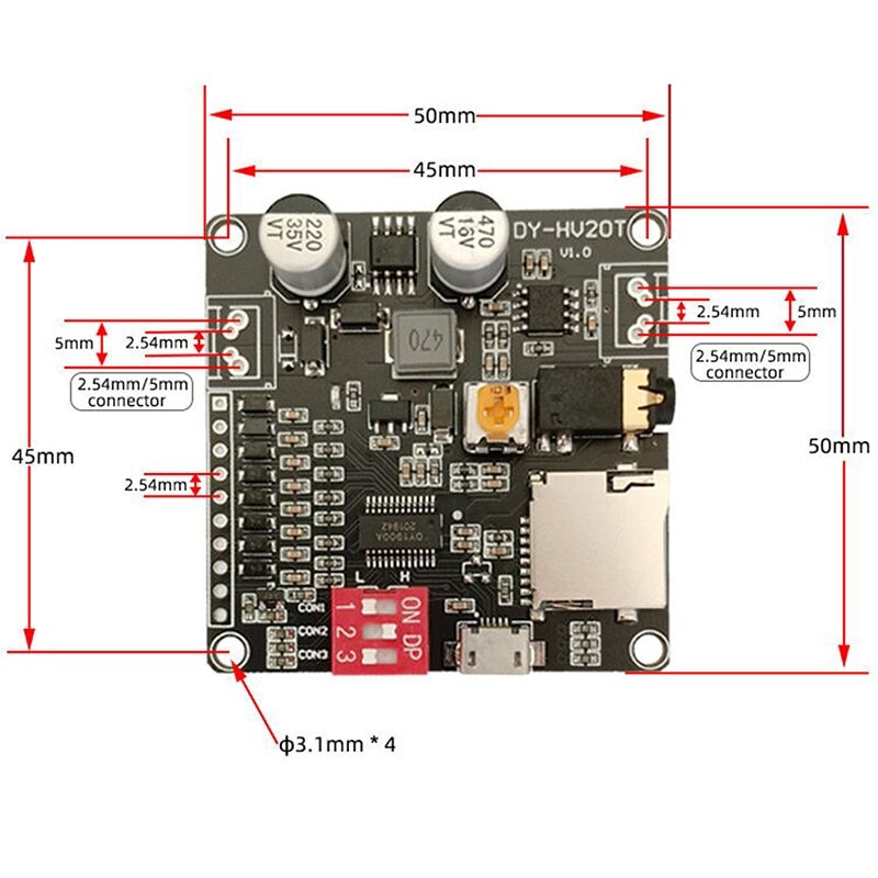 Voice Playback Module MP3 Music Player UART I/O Trigger Amplifier Board Module