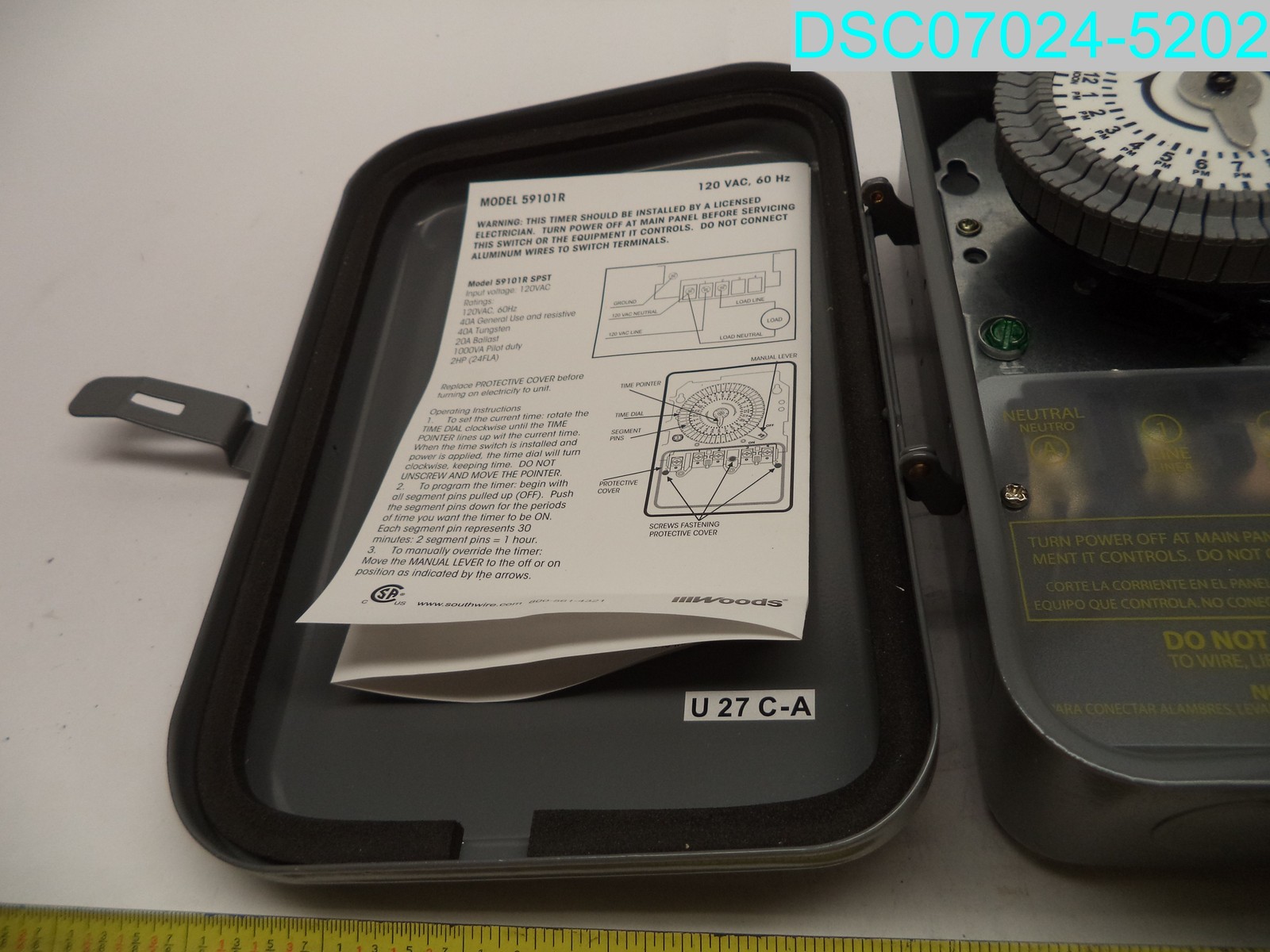 Woods 59101R Outdoor 24-Hour Heavy Duty Mechanical Time Switch 120V