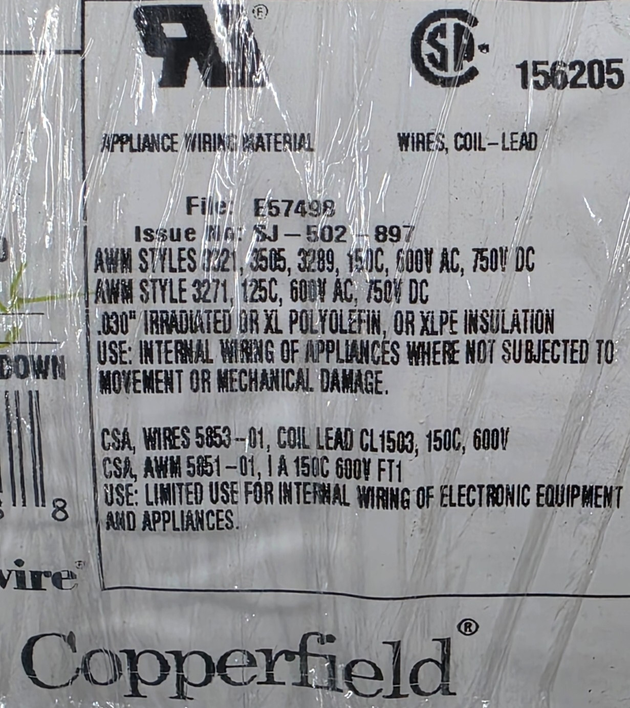 Southwire #22awg 7x30T High Temperature XLPE Lead Wire UL-3321 150C White /50ft