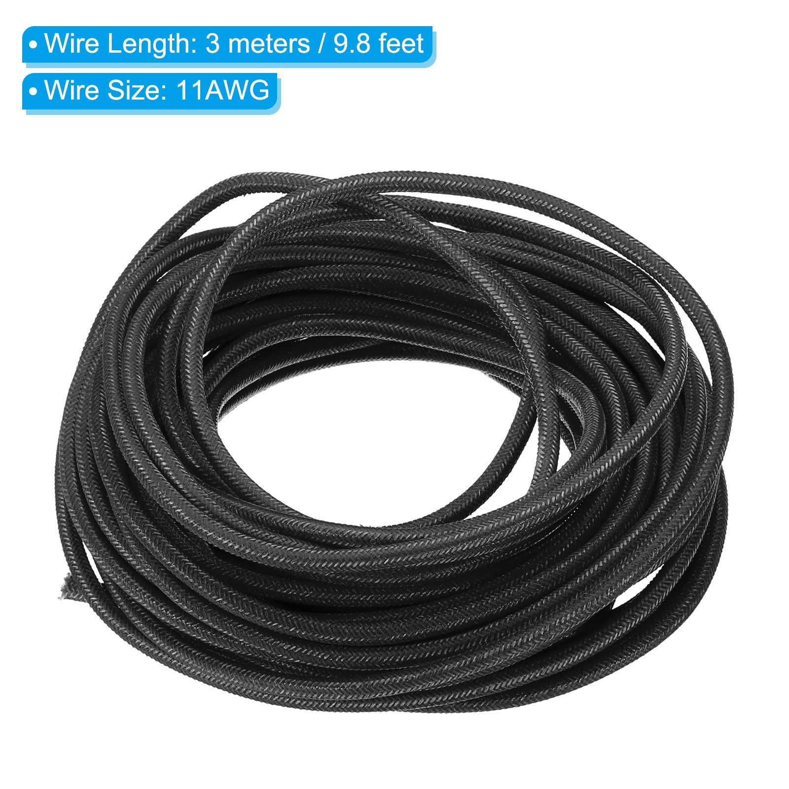 9.8Ft 11AWG Electronic Wire -30 to 200 Degree High Temperature Resistant Black