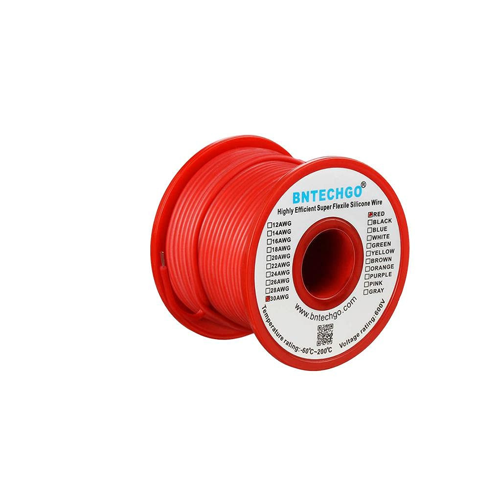 30 AWG Silicone Wire Spool, 100Ft Red Flexible Stranded Tinned Copper Wire