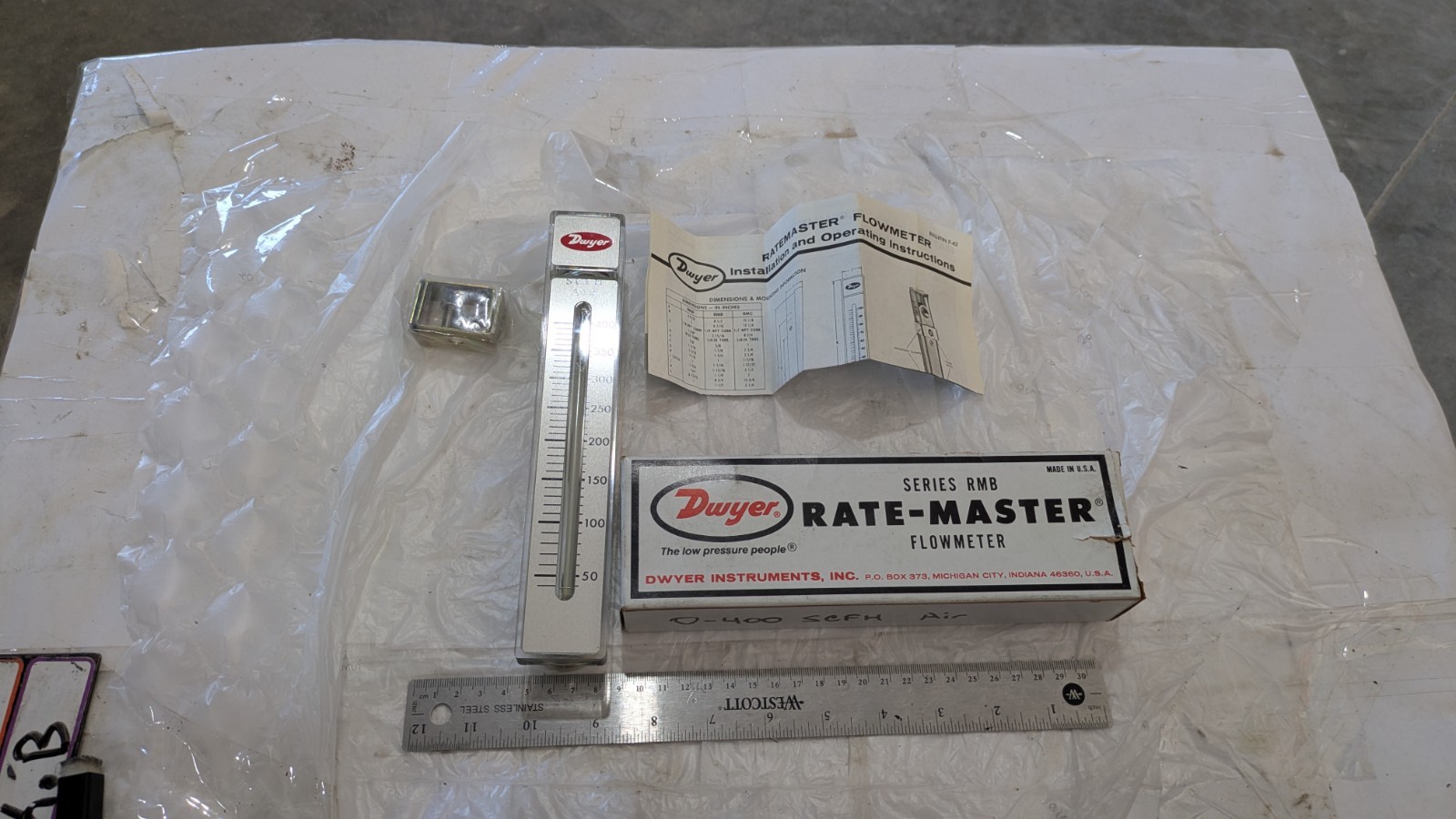 DWYER RATE MASTER FLOWMETER RMB-55 RMB SERIES 70PSI TEMP 130 F