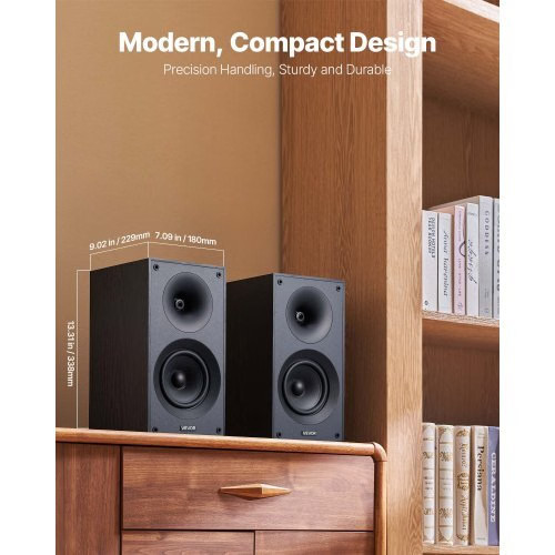 Passive Bookshelf Speaker, 300W, Book Shelf Stereo Speakers with 5.25-Inch Woofe