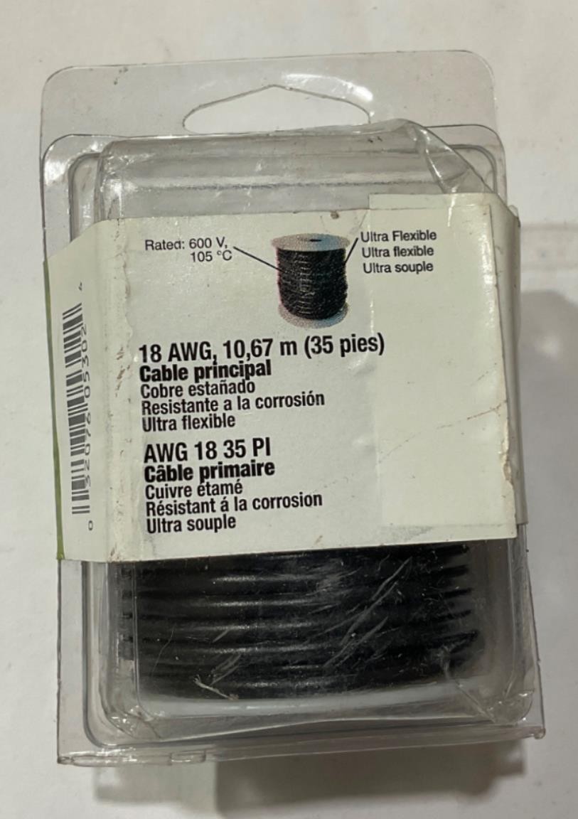 Gardner Bender 18 AWG 35′ Blk Tin Plated Copper Xtreme Primary Wire AMW-318 USA