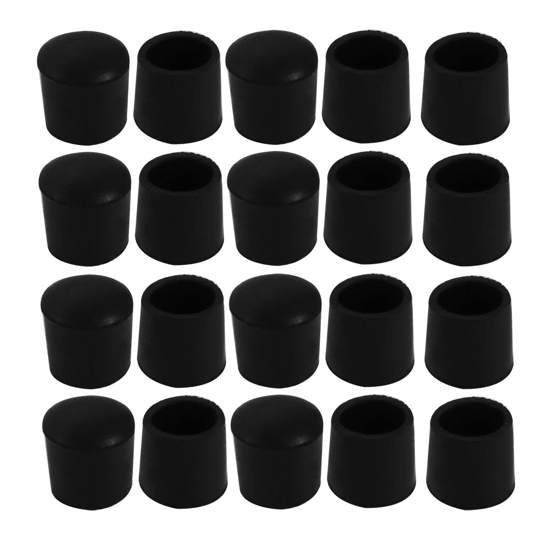 20pcs Furniture Desk Chair Round Rubber Leg Tip Cap 13mm Inner Diameter Black