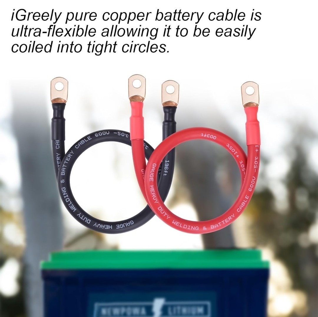 iGreely 2/0 AWG Battery Welding Cables,2/0 Gauge Copper Battery Wires 5/16′ 600V