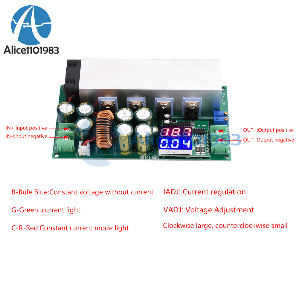 DC12-80V 20A Digital Adjustable Step Down Buck Voltage Regulator Power Module