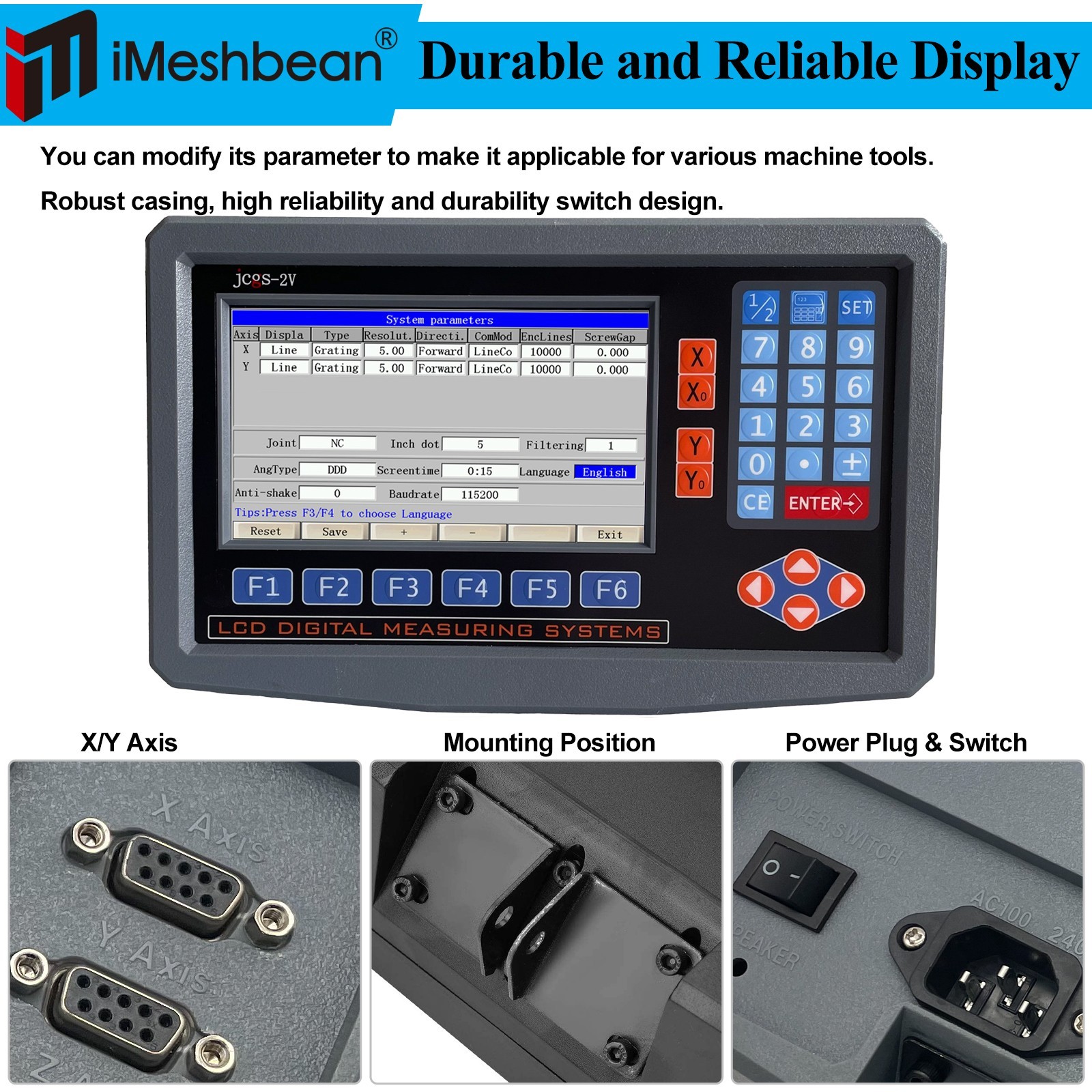 2 Axis LCD Digital Readout DRO 10″ 40″ Glass Linear Scale Encoder Sensor kit