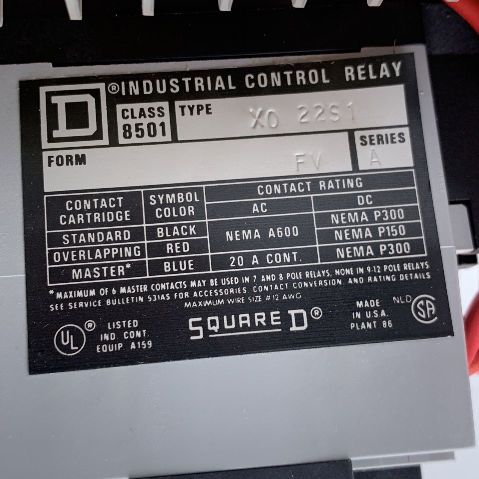 Square D 9039 XG-1 Automatic Electric Alternator 120V Coil 9039XG1 NEW old stock