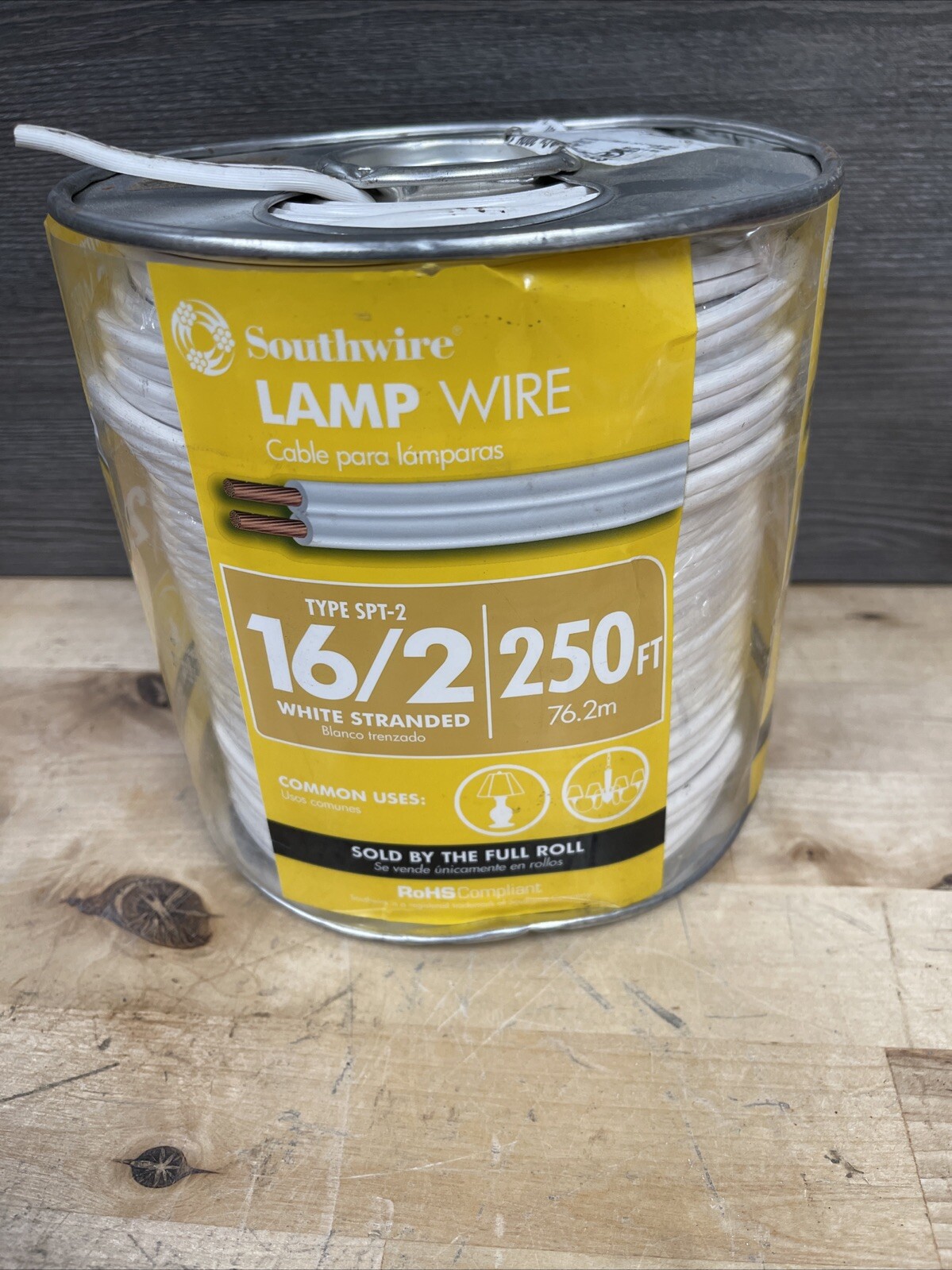 Southwire 55682144 250-Feet 16-Gauge 2 Conductor 16/2 Type SPT-2 Lamp