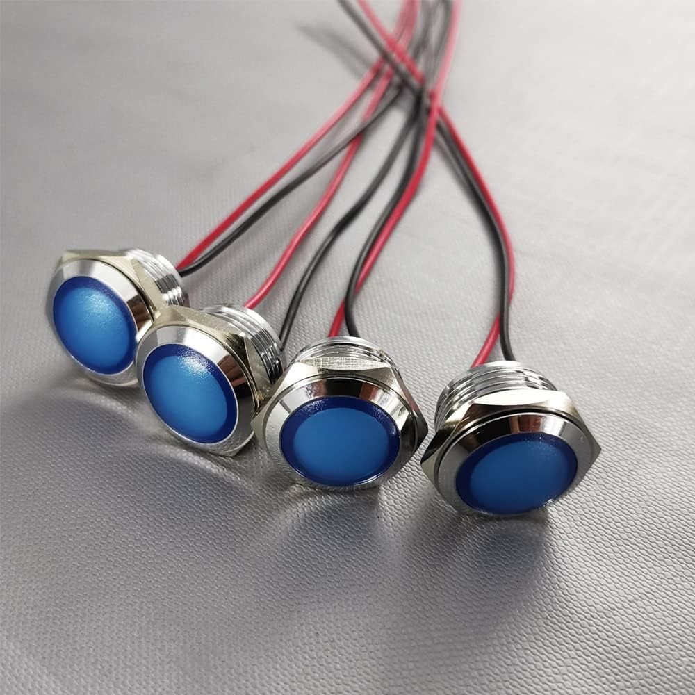 4PCS 110V 20mA Energy Saving Metal Indicator Light Waterproof Indi Color: Blue