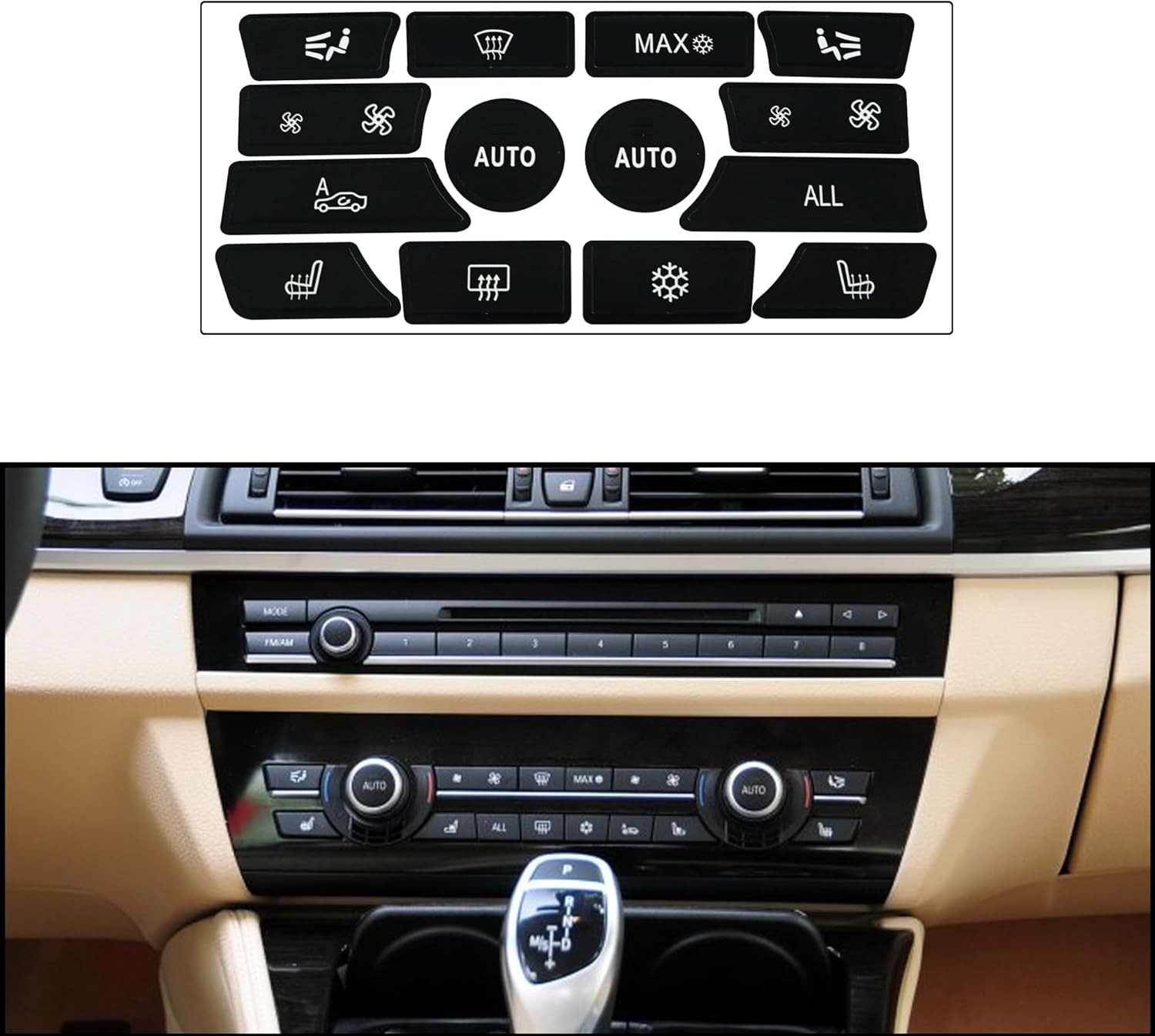 AC & Dashboard Climate Control Button Decals for BMW 5 Series F10 2009-2015 (520