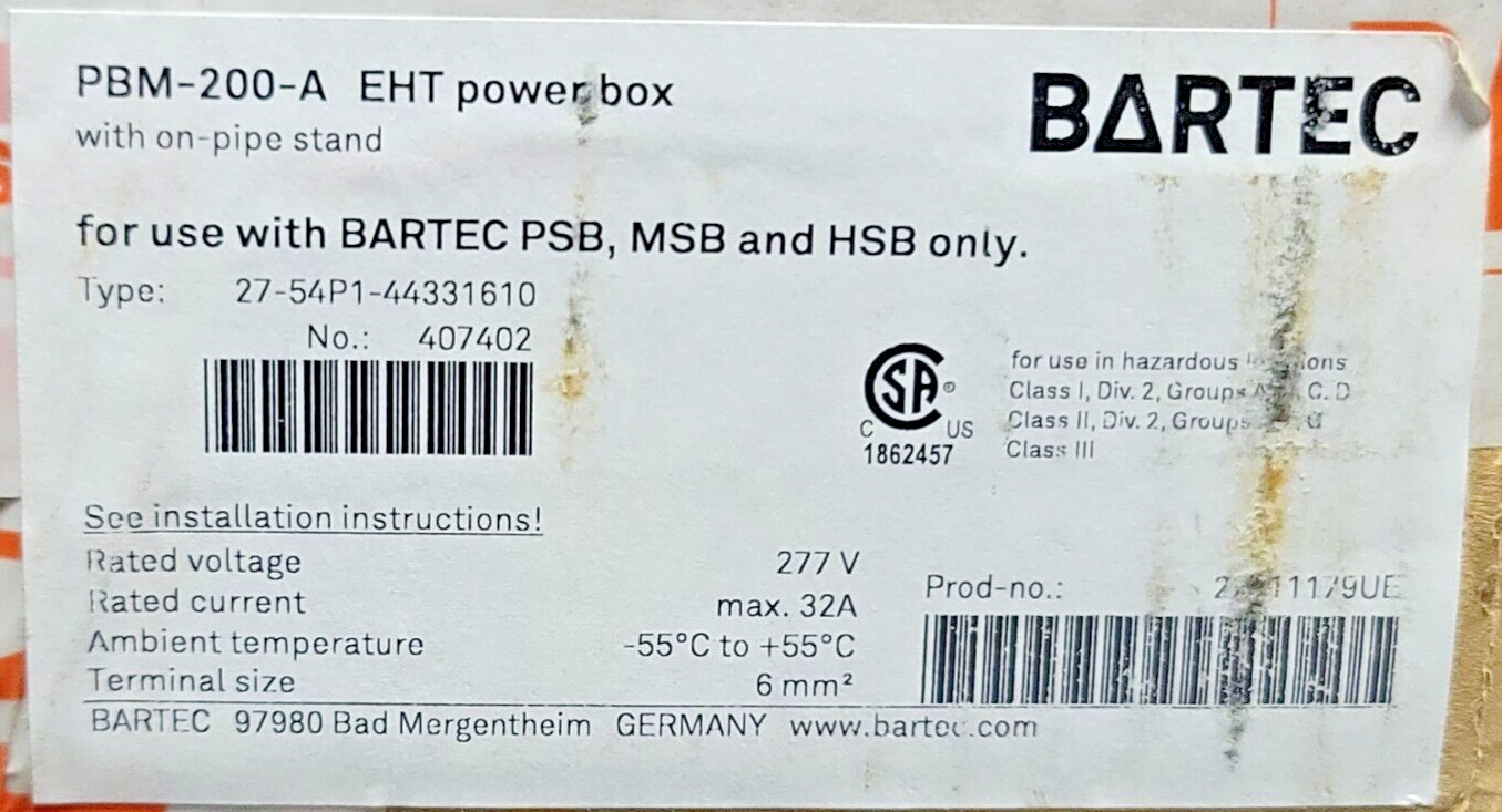 Bartec Power Box PBM-220-A Electric Trace Heating
