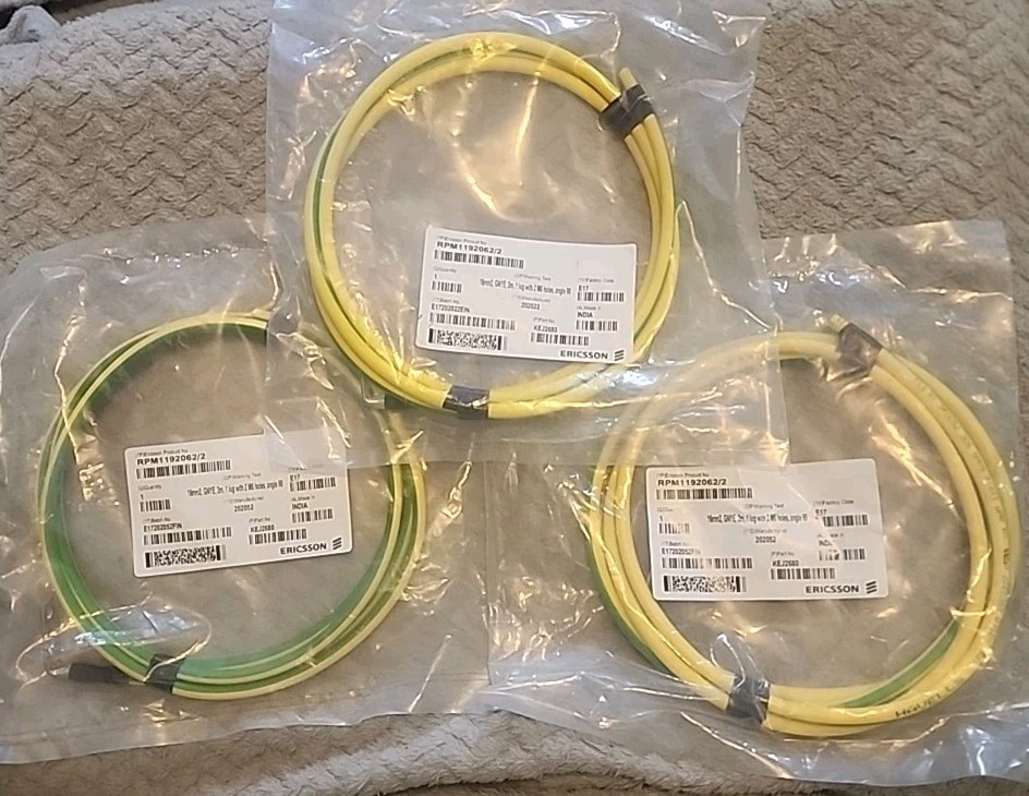 3- RPM1192062/2 Ericsson 16MM2- 2M- GROUND LEAD W/ (2) M6 HOLE- 90 DE