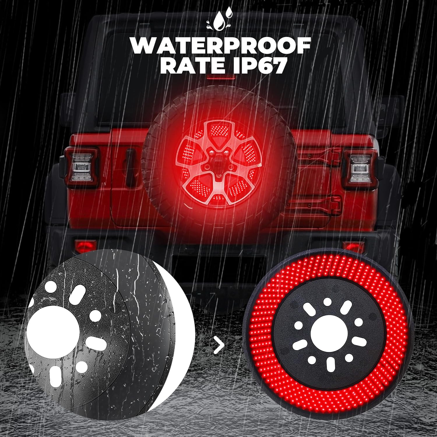 2018-2025 Jeep Wrangler JL JLU Spare Tire Brake Light 405 LEDs Super Bright