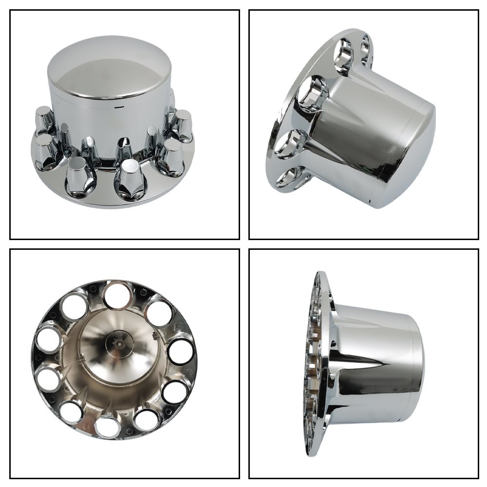 ABS Plastic Set of 4 Rear Chrome Wheel Axle Hub Cover Kit Semi 33MM Nut Covers