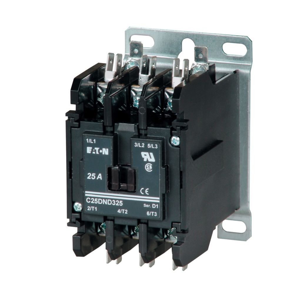 Eaton C25DND230T 12Vdc 15-50A 2-Pole Contactor w/ Metal Mount Plate