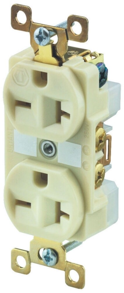 Bryant Electric BRY5462I, 250 VAC, L6-20R, Ivory, Straight Blade Receptacle, 1pc