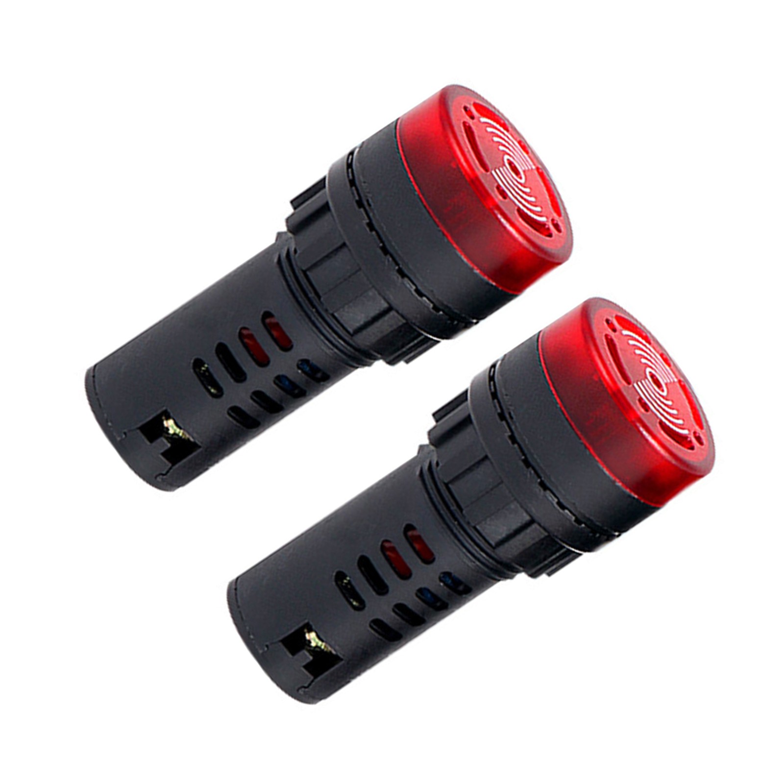 2Pcs Level 3 12V Red LED Buzzer Alarm Signal Indicator Flash Light Panel Mount H