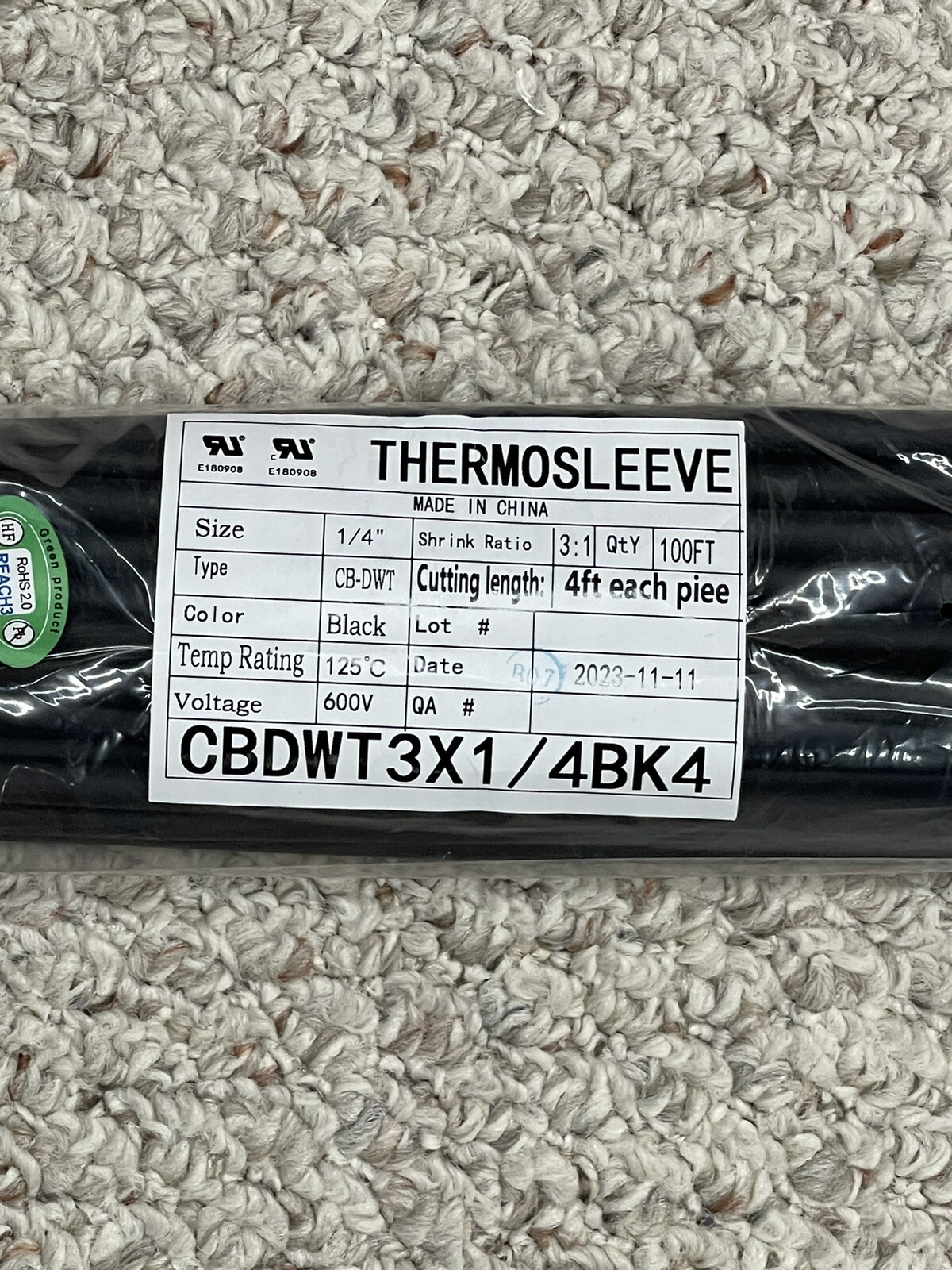 25 Pcs Heat Shrink BLACK – Adhesive-Lined Dual Wall 3:1 1/4” X 4ft