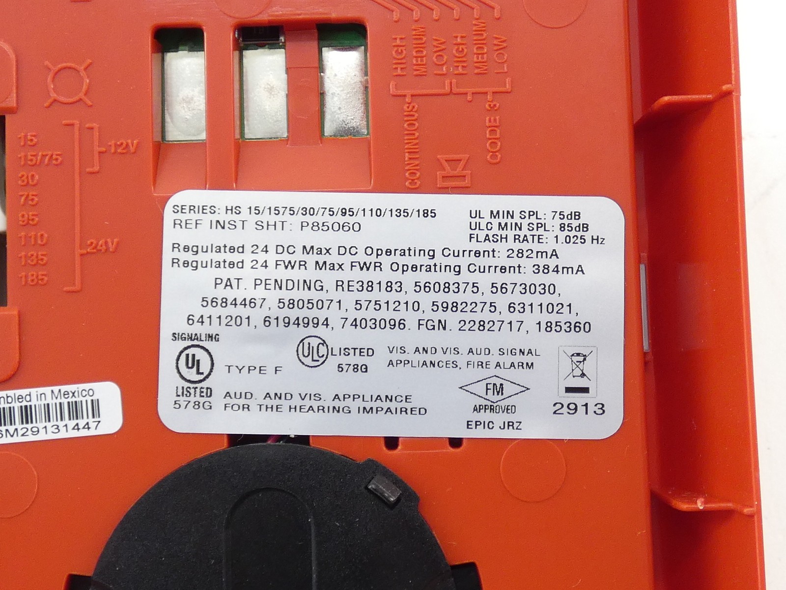 Cooper HSR 114468 Wheelock Exceder Fire Alarm Strobe Wall Mount 12/24VDC – NE…