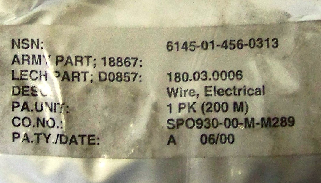 200 METER ROLL ESSEX NOMEX 155-U0 750″F”WHT NEW ELECTRICAL WIRE FIREPROOF WHITE
