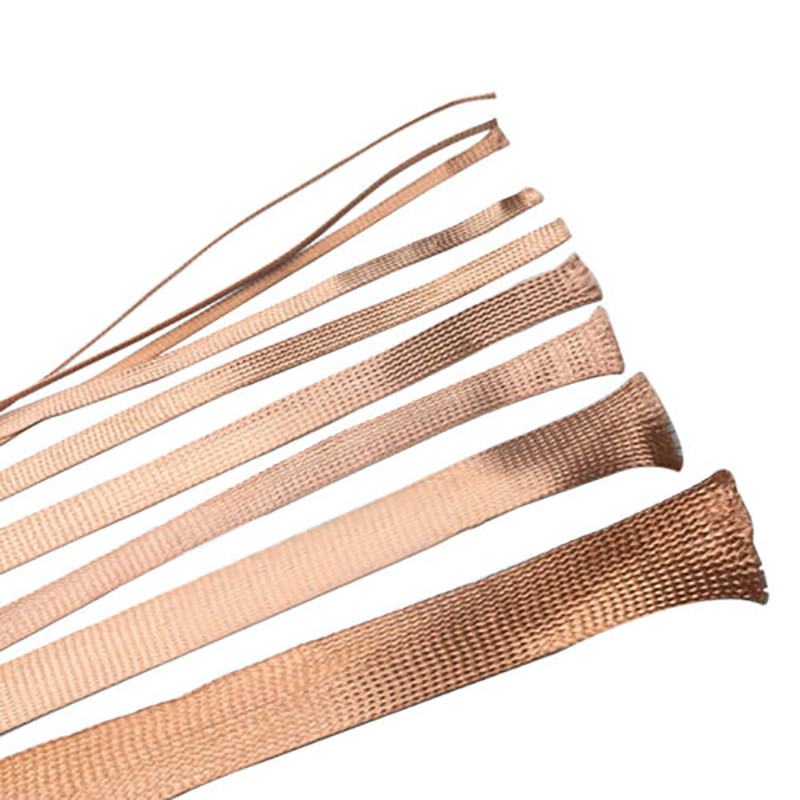 2-28mm Braided Ground Strap Copper Flat Braid Shielding Sleeve SingleWire 0.12mm