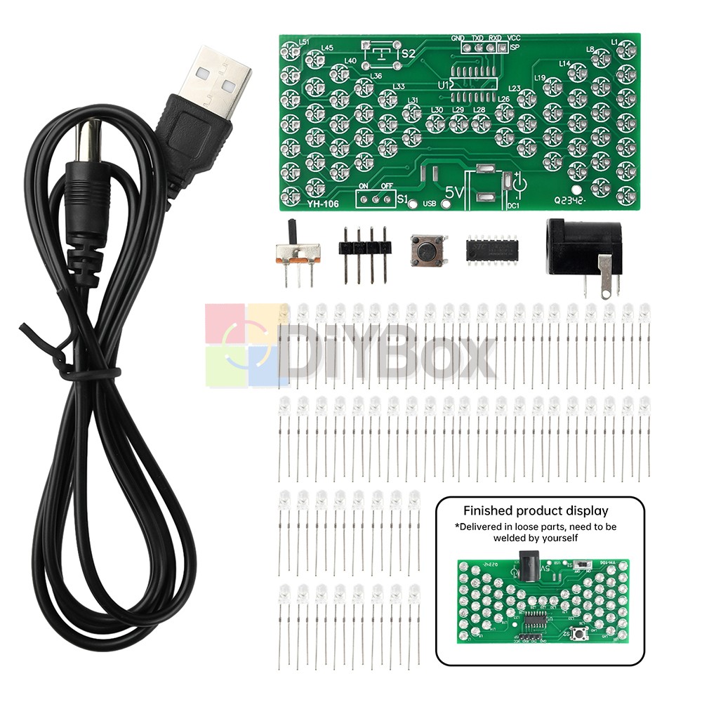Electronic Hourglass DIY Kit Funny Practice Soldering Kit w/ LED DC Power Cable