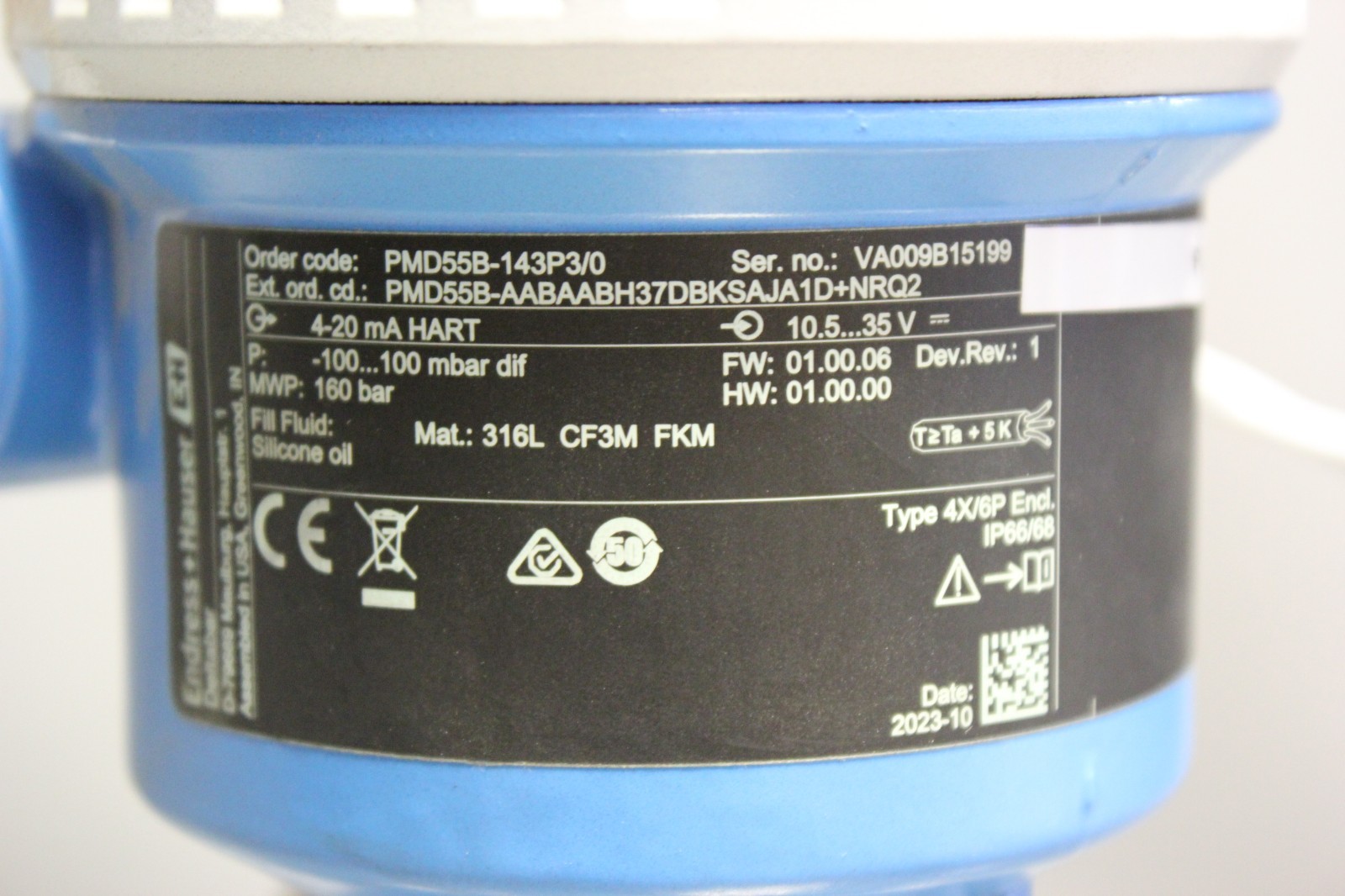 ENDRESS HAUSER PMD55B-143P3/0 DIFFERENTIAL PRESSURE TRANSMITTER