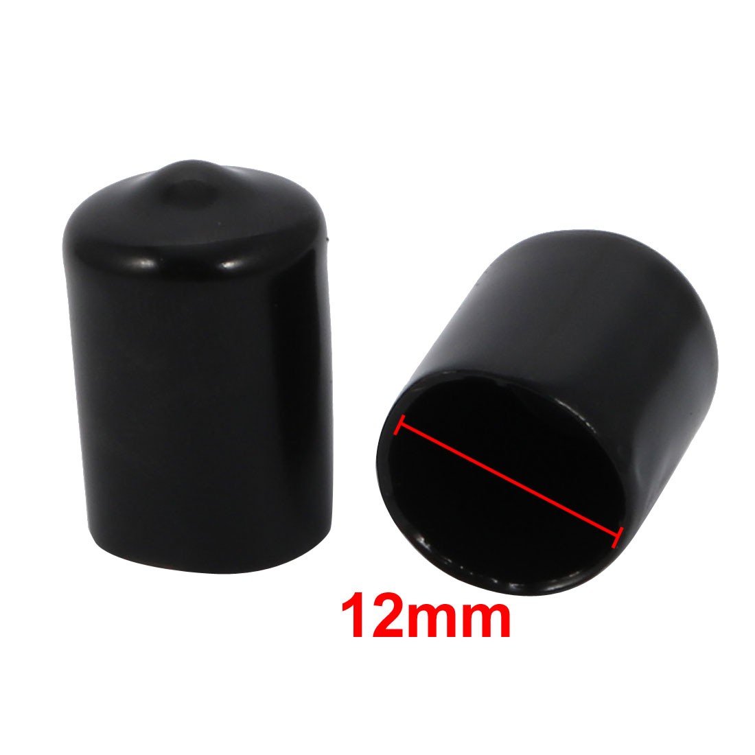 5Pack 12mm Inner Dia PVC Flexible Vinyl Cap Screw Thread Protector Cover Black