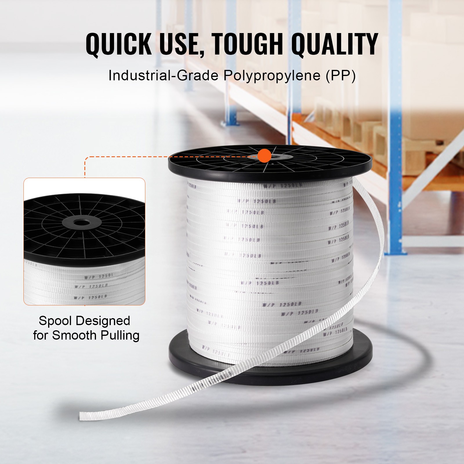 VEVOR Polyester Pulling Tape Mule Tape 1/2″ x 1053′ 1250 lbf Tensile Capacity