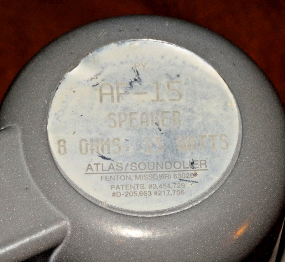 Atlas Sound Soundolier PA speaker model AP-15 8 Ohm 15 watt Grey Works Great!