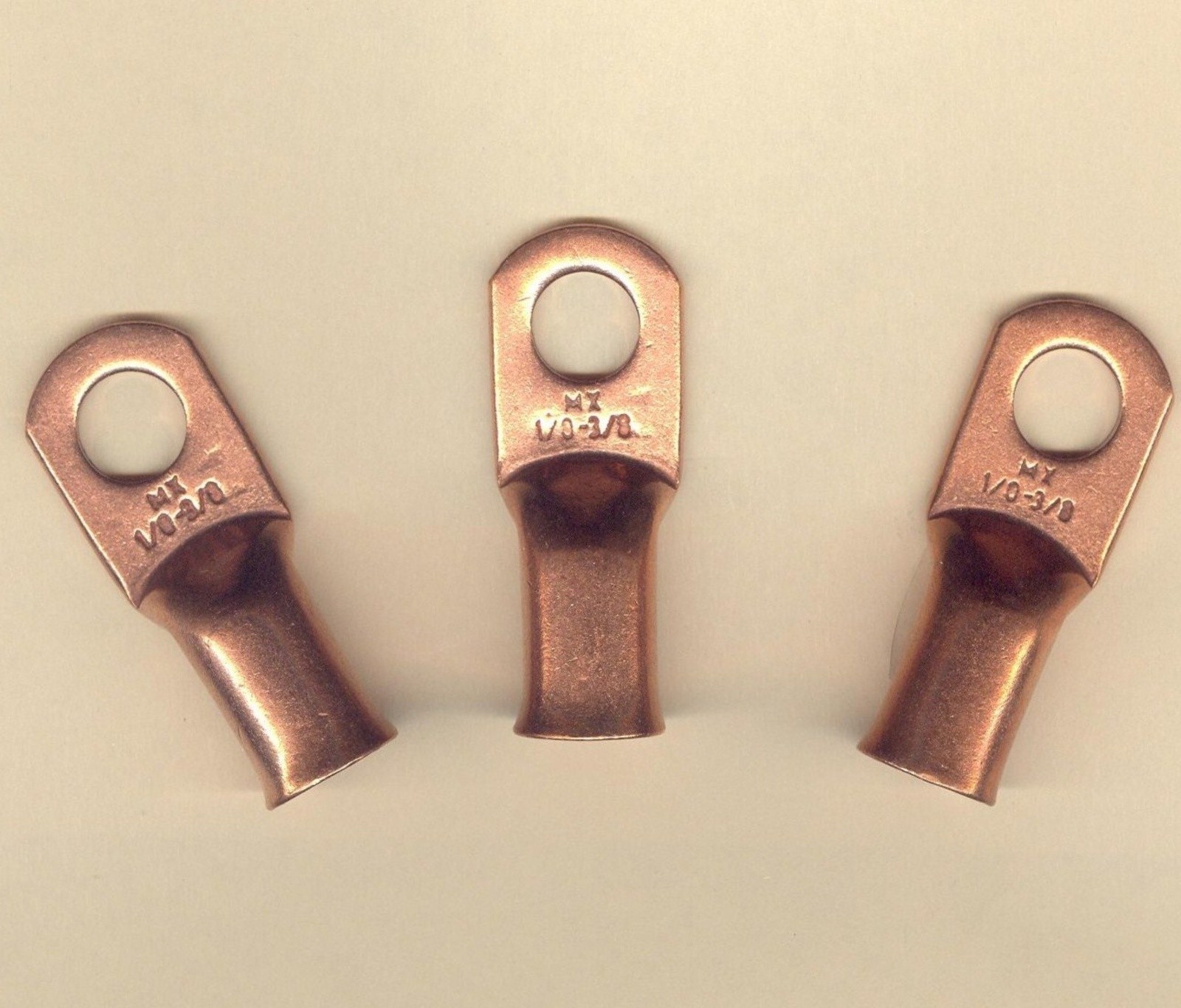 5 Big Bare Battery COPPER Lug Ring Terminal Connector #1/0 Wire Gauge 3/8″ Std