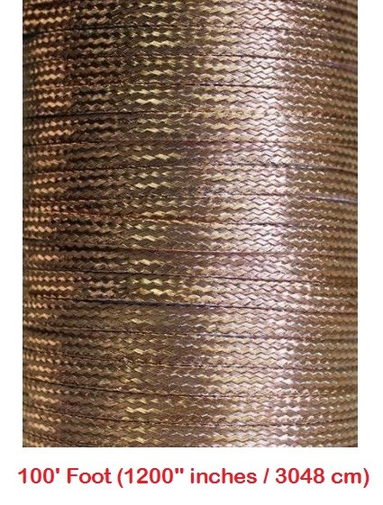 100′ Feet (3048cm) x 0.35″ Wide, Copper Ground Strap Cable/Wire, Flat Braided