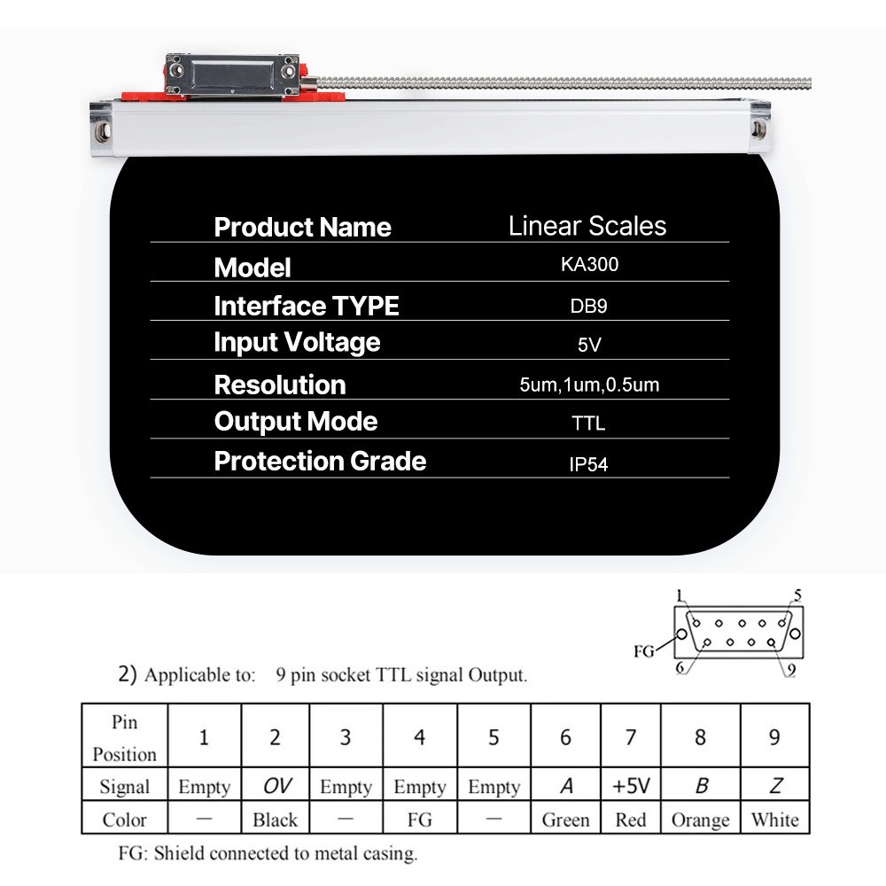 LCD Digital Readout DRO Linear Kit Glass Scales Encodor for 9×42 Bridgeport Mill