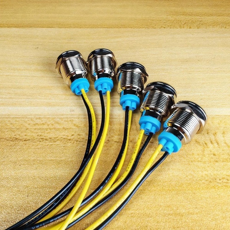 5Pcs 12mm LED Metal Indicator Light AC 110V-220V Waterproof In Color: Red 110V