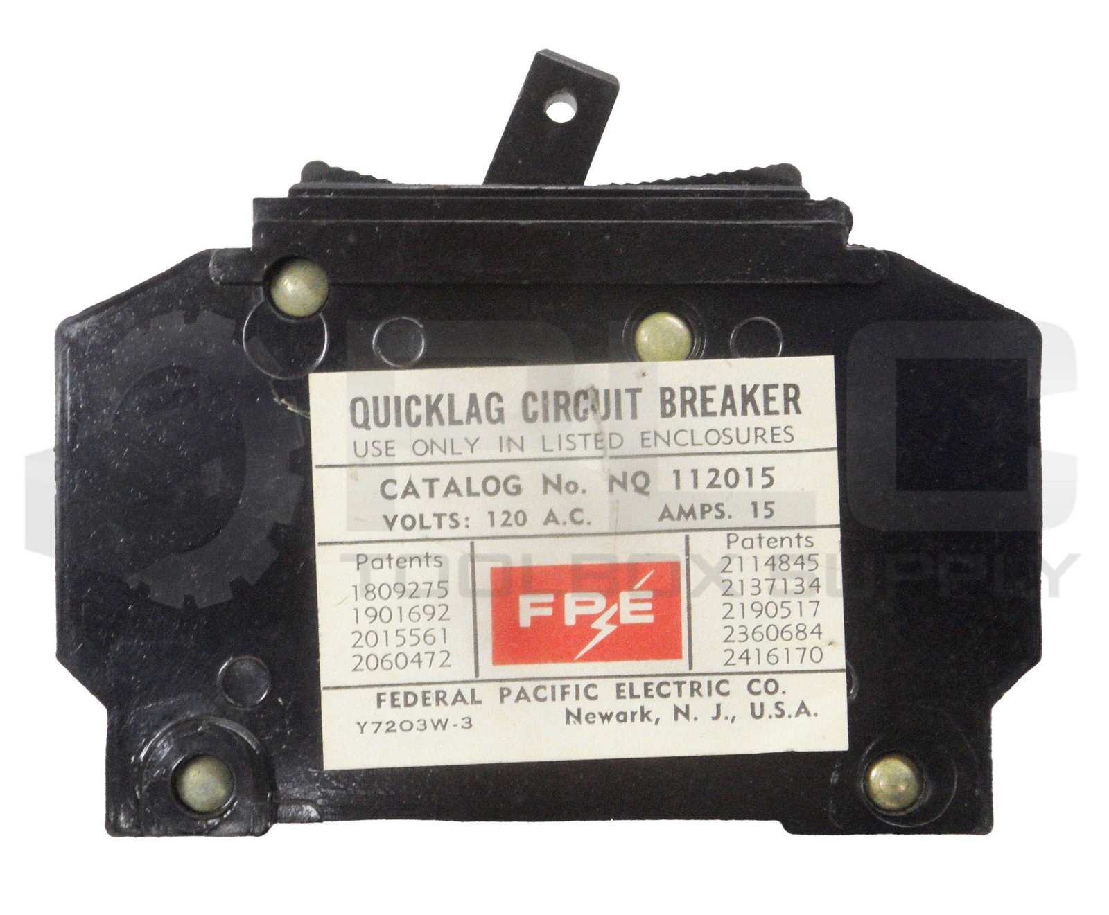 FEDERAL PACIFIC ELECTRIC CO NQ112015 QUICKLAG CIRCUIT BREAKER 15 AMP 120VAC