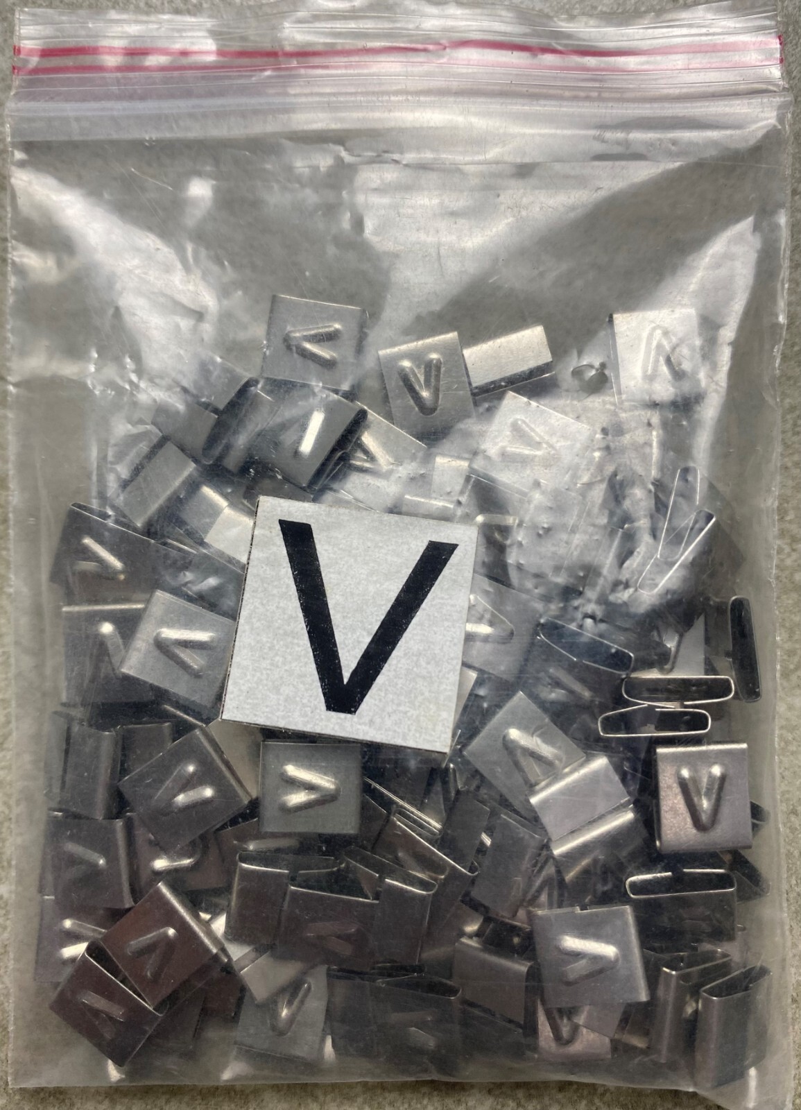HAYATA ID-V, Stainless Steel Cable Marker 316SS, Symbol “V” , 100 Pc’s Pkt