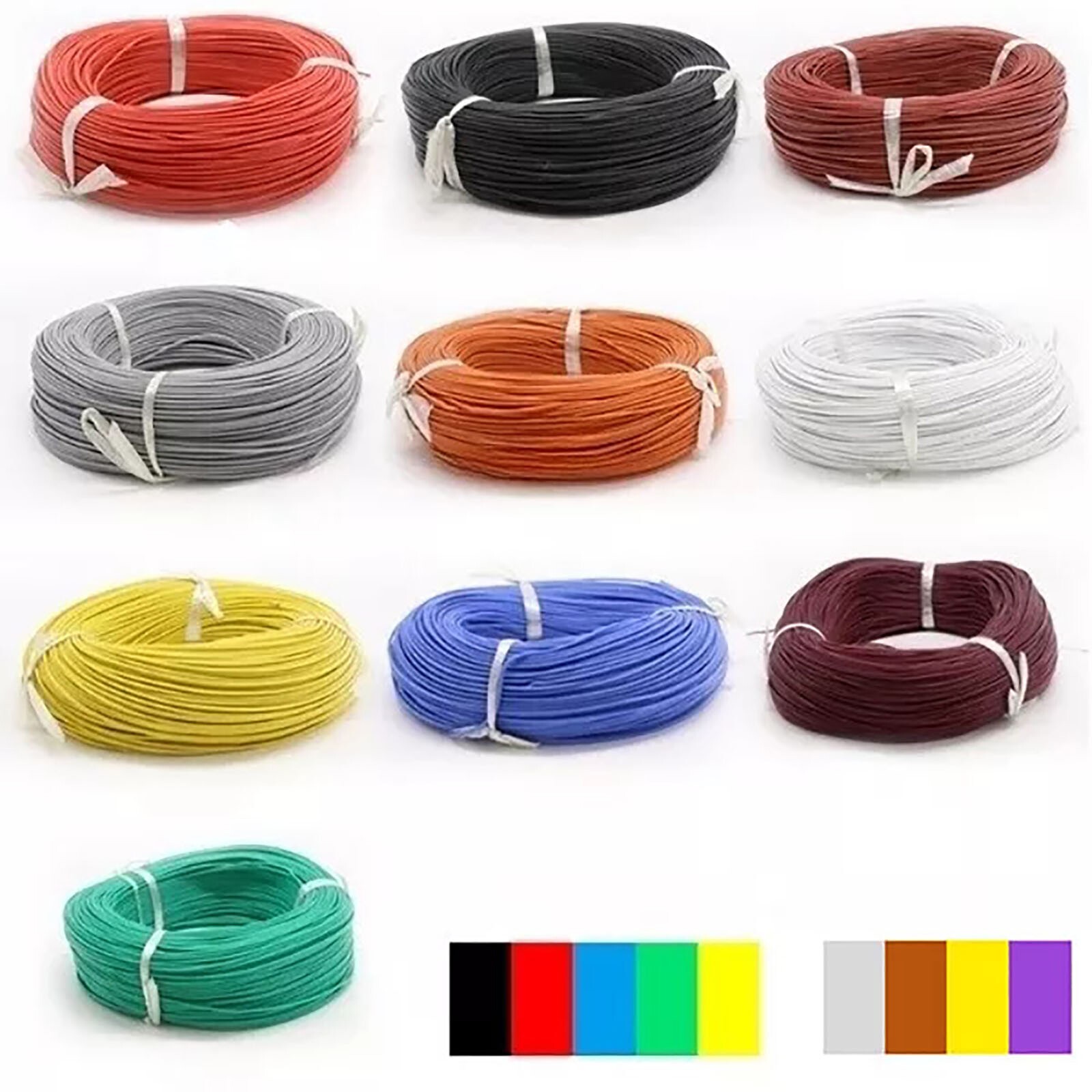 2AWG~30AWG Flexible Soft Silicone Wire Cable UL High Temp Colorful Tinned Copper