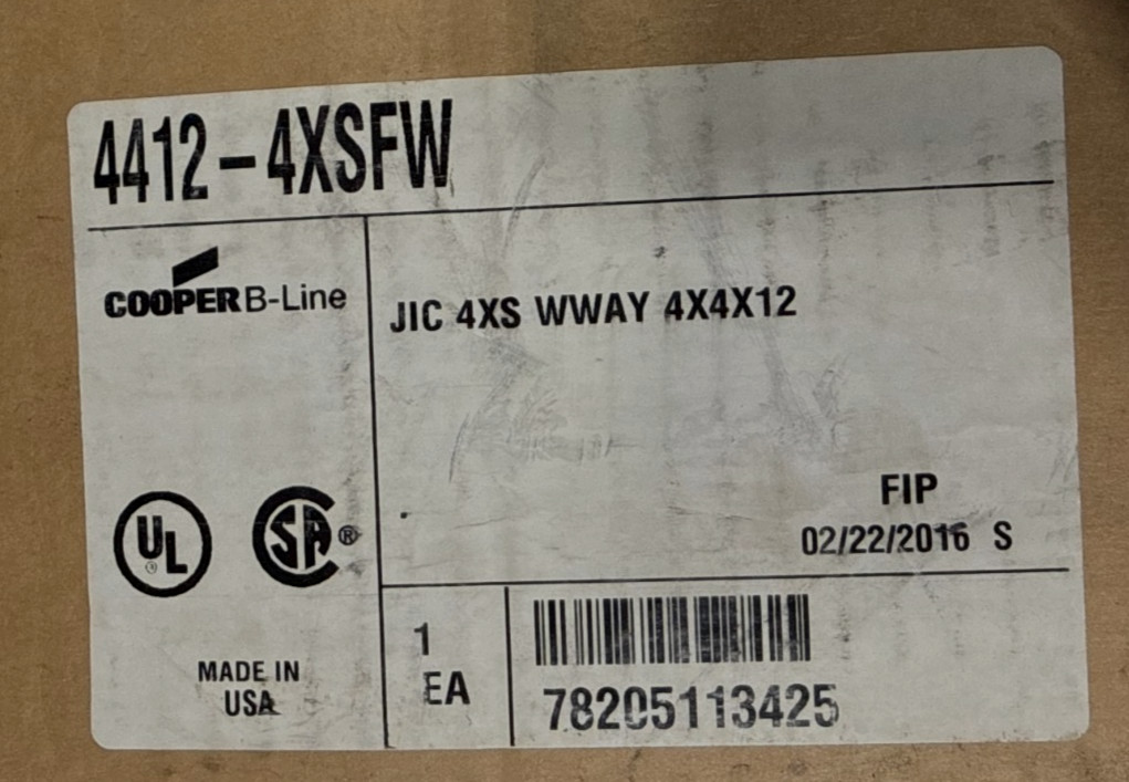 NEW-OPEN BOX: B-LINE 4412-4XSFW NEMA 4X12″ FEED THROUGH WIREWAY SECTION