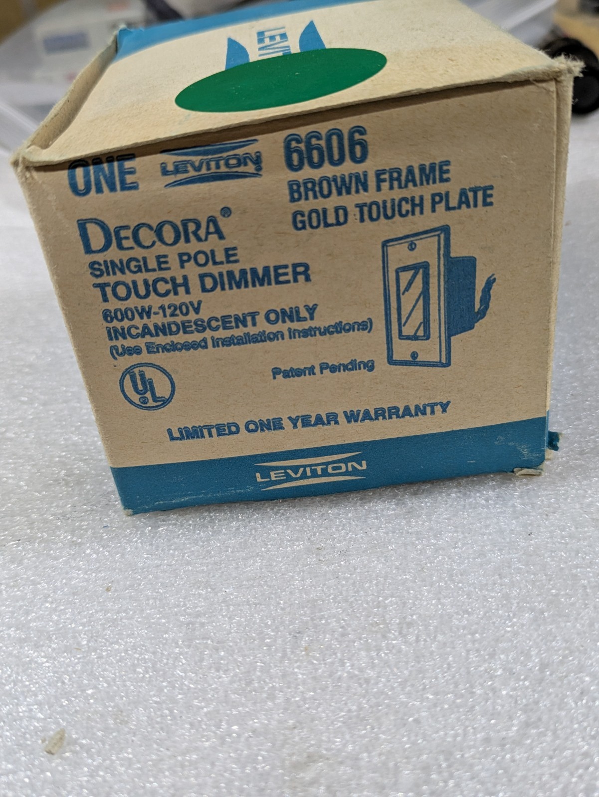 Leviton 6606 Decora Single Pole Touch Dimmer 600W 120V Brown Frame Gold Plate