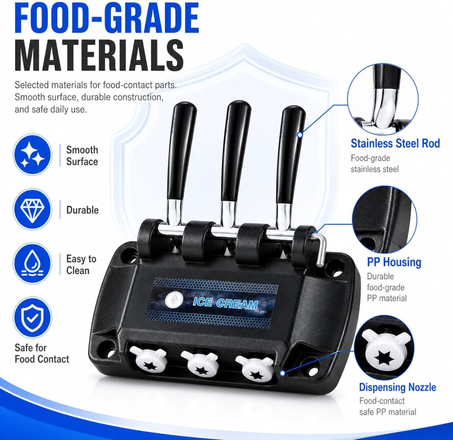 Discharge Faceplate Compatible with VEVOR YKF-826 Ice Cream Machine – Complete D